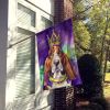 Basset Hound King of Mardi Gras House Flag Large Porch Sleeve Pole Decorative Outside Yard Banner Artwork Wall Hanging, Polyester, House Size