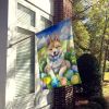 Akita Easter Egg Hunt House Flag Large Porch Sleeve Pole Decorative Outside Yard Banner Artwork Wall Hanging, Polyester, House Size, Multicolor