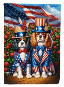 All American Cavalier Spaniel House Flag Large Porch Sleeve Pole Decorative Outside Yard Banner Artwork Wall Hanging, Polyester, House Size (Default: Default)