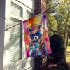 Hippie Animal Raccoon House Flag Large Porch Sleeve Pole Decorative Outside Yard Banner Artwork Wall Hanging, Polyester, House Size, Multicolor