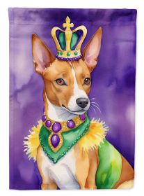 Basenji King of Mardi Gras House Flag Large Porch Sleeve Pole Decorative Outside Yard Banner Artwork Wall Hanging, Polyester, House Size, Multicolor (Default: Default)