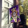 Saint Bernard King of Mardi Gras House Flag Large Porch Sleeve Pole Decorative Outside Yard Banner Artwork Wall Hanging, Polyester, House Size