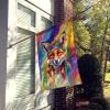 Hippie Animal Fox House Flag Large Porch Sleeve Pole Decorative Outside Yard Banner Artwork Wall Hanging, Polyester, House Size, Multicolor
