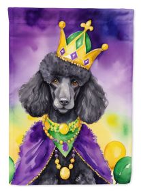 Black Poodle King of Mardi Gras House Flag Large Porch Sleeve Pole Decorative Outside Yard Banner Artwork Wall Hanging, Polyester, House Size (Default: Default)