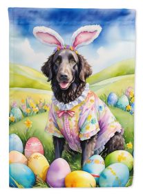 Curly-Coated Retriever Easter Egg Hunt House Flag Large Porch Sleeve Pole Decorative Outside Yard Banner Artwork Wall Hanging, Polyester, House Size (Default: Default)