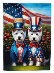 All American Westie House Flag Large Porch Sleeve Pole Decorative Outside Yard Banner Artwork Wall Hanging, Polyester, House Size, Multicolor (Default: Default)