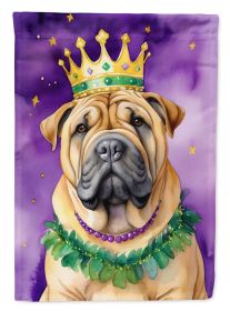 Shar Pei King of Mardi Gras House Flag Large Porch Sleeve Pole Decorative Outside Yard Banner Artwork Wall Hanging, Polyester, House Size, Multicolor (Default: Default)
