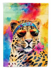 Hippie Animal Leopard House Flag Large Porch Sleeve Pole Decorative Outside Yard Banner Artwork Wall Hanging, Polyester, House Size, Multicolor (Default: Default)