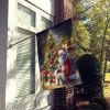 Fox Terrier and Santa Claus House Flag Large Porch Sleeve Pole Decorative Outside Yard Banner Artwork Wall Hanging, Polyester, House Size, Multicolor