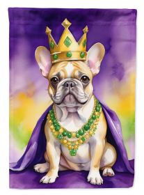 French Bulldog King of Mardi Gras House Flag Large Porch Sleeve Pole Decorative Outside Yard Banner Artwork Wall Hanging, Polyester, House Size (Default: Default)