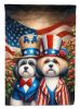 All American Lhasa Apso House Flag Large Porch Sleeve Pole Decorative Outside Yard Banner Artwork Wall Hanging, Polyester, House Size, Multicolor