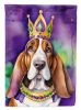 Basset Hound King of Mardi Gras House Flag Large Porch Sleeve Pole Decorative Outside Yard Banner Artwork Wall Hanging, Polyester, House Size