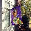 Basenji King of Mardi Gras House Flag Large Porch Sleeve Pole Decorative Outside Yard Banner Artwork Wall Hanging, Polyester, House Size, Multicolor
