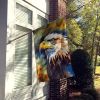 Eagle House Flag Large Porch Sleeve Pole Decorative Outside Yard Banner Artwork Wall Hanging, Polyester, House Size, Multicolor