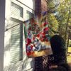 Great Pyrenees and Santa Claus House Flag Large Porch Sleeve Pole Decorative Outside Yard Banner Artwork Wall Hanging, Polyester, House Size