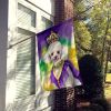 White Poodle King of Mardi Gras House Flag Large Porch Sleeve Pole Decorative Outside Yard Banner Artwork Wall Hanging, Polyester, House Size