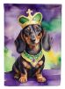 Dachshund King of Mardi Gras House Flag Large Porch Sleeve Pole Decorative Outside Yard Banner Artwork Wall Hanging, Polyester, House Size, Multicolor