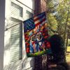 All American Pug House Flag Large Porch Sleeve Pole Decorative Outside Yard Banner Artwork Wall Hanging, Polyester, House Size, Multicolor