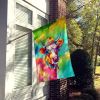 Hippie Animal Malvi Cow House Flag Large Porch Sleeve Pole Decorative Outside Yard Banner Artwork Wall Hanging, Polyester, House Size, Multicolor
