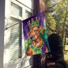Rhodesian Ridgeback King of Mardi Gras House Flag Large Porch Sleeve Pole Decorative Outside Yard Banner Artwork Wall Hanging, Polyester, House Size