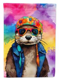 Hippie Animal Otter House Flag Large Porch Sleeve Pole Decorative Outside Yard Banner Artwork Wall Hanging, Polyester, House Size, Multicolor (Default: Default)