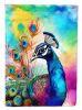 Hippie Animal Peacock House Flag Large Porch Sleeve Pole Decorative Outside Yard Banner Artwork Wall Hanging, Polyester, House Size, Multicolor