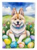 Akita Easter Egg Hunt House Flag Large Porch Sleeve Pole Decorative Outside Yard Banner Artwork Wall Hanging, Polyester, House Size, Multicolor