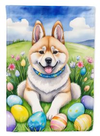 Akita Easter Egg Hunt House Flag Large Porch Sleeve Pole Decorative Outside Yard Banner Artwork Wall Hanging, Polyester, House Size, Multicolor (Default: Default)