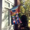 All American Pit Bull Terrier House Flag Large Porch Sleeve Pole Decorative Outside Yard Banner Artwork Wall Hanging, Polyester, House Size