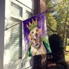 Labrador Retriever King of Mardi Gras House Flag Large Porch Sleeve Pole Decorative Outside Yard Banner Artwork Wall Hanging, Polyester, House Size