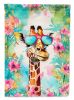 Hippie Animal Giraffe House Flag Large Porch Sleeve Pole Decorative Outside Yard Banner Artwork Wall Hanging, Polyester, House Size, Multicolor