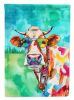 Hippie Animal Cow House Flag Large Porch Sleeve Pole Decorative Outside Yard Banner Artwork Wall Hanging, Polyester, House Size, Multicolor