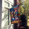 All American Dachshund House Flag Large Porch Sleeve Pole Decorative Outside Yard Banner Artwork Wall Hanging, Polyester, House Size, Multicolor