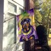 Rottweiler King of Mardi Gras House Flag Large Porch Sleeve Pole Decorative Outside Yard Banner Artwork Wall Hanging, Polyester, House Size