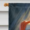 Finnish Spitz and Santa Claus House Flag Large Porch Sleeve Pole Decorative Outside Yard Banner Artwork Wall Hanging, Polyester, House Size