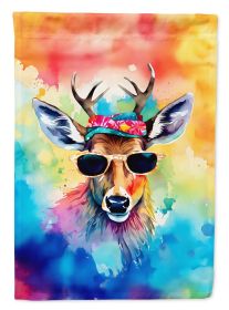 Hippie Animal Deer House Flag Large Porch Sleeve Pole Decorative Outside Yard Banner Artwork Wall Hanging, Polyester, House Size, Multicolor (Default: Default)