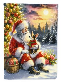 Chihuahua and Santa Claus House Flag Large Porch Sleeve Pole Decorative Outside Yard Banner Artwork Wall Hanging, Polyester, House Size, Multicolor (Default: Default)