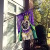 Pug King of Mardi Gras House Flag Large Porch Sleeve Pole Decorative Outside Yard Banner Artwork Wall Hanging, Polyester, House Size, Multicolor