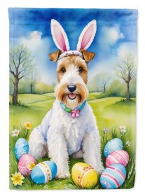 Fox Terrier Easter Egg Hunt House Flag Large Porch Sleeve Pole Decorative Outside Yard Banner Artwork Wall Hanging, Polyester, House Size, Multicolor (Default: Default)