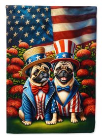 All American Pug House Flag Large Porch Sleeve Pole Decorative Outside Yard Banner Artwork Wall Hanging, Polyester, House Size, Multicolor (Default: Default)