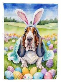 Basset Hound Easter Egg Hunt House Flag Large Porch Sleeve Pole Decorative Outside Yard Banner Artwork Wall Hanging, Polyester, House Size, Multicolor (Default: Default)
