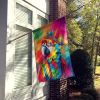 Hippie Animal Parrot House Flag Large Porch Sleeve Pole Decorative Outside Yard Banner Artwork Wall Hanging, Polyester, House Size, Multicolor