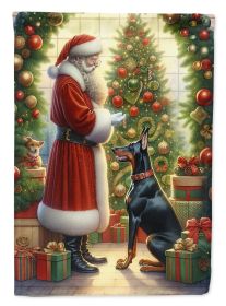 Doberman Pinscher and Santa Claus House Flag Large Porch Sleeve Pole Decorative Outside Yard Banner Artwork Wall Hanging, Polyester, House Size (Default: Default)