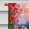 Pomeranian Two Hearts House Flag Large Porch Sleeve Pole Decorative Outside Yard Banner Artwork Wall Hanging, Polyester, House Size, Multicolor