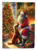 Irish Setter and Santa Claus House Flag Large Porch Sleeve Pole Decorative Outside Yard Banner Artwork Wall Hanging, Polyester, House Size, Multicolor