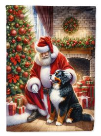 Bernese Mountain Dog and Santa Claus House Flag Large Porch Sleeve Pole Decorative Outside Yard Banner Artwork Wall Hanging, Polyester, House Size (Default: Default)