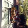 Cavalier Spaniel and Santa Claus House Flag Large Porch Sleeve Pole Decorative Outside Yard Banner Artwork Wall Hanging, Polyester, House Size