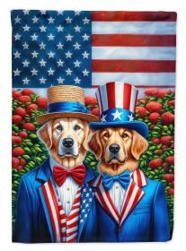All American Golden Retriever House Flag Large Porch Sleeve Pole Decorative Outside Yard Banner Artwork Wall Hanging, Polyester, House Size (Default: Default)