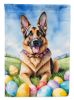 German Shepherd Easter Egg Hunt House Flag Large Porch Sleeve Pole Decorative Outside Yard Banner Artwork Wall Hanging, Polyester, House Size