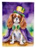 Cavalier Spaniel King of Mardi Gras House Flag Large Porch Sleeve Pole Decorative Outside Yard Banner Artwork Wall Hanging, Polyester, House Size